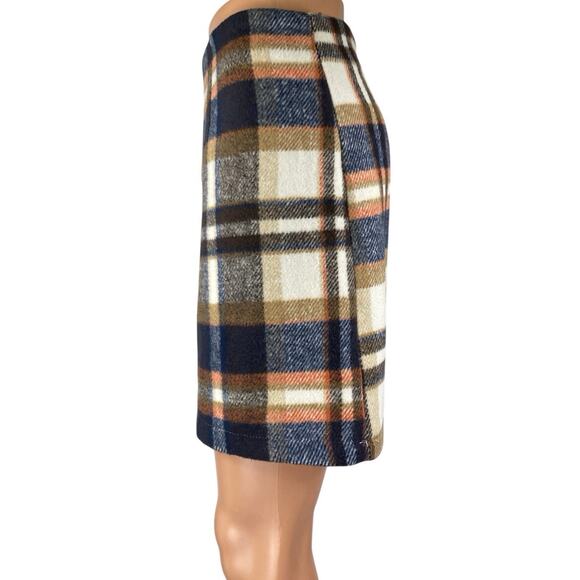 IDEALSANXUN Multicolor Wool Plaid Checkered Mini Straight Pencil Skirt Size XL - Picture 2 of 5